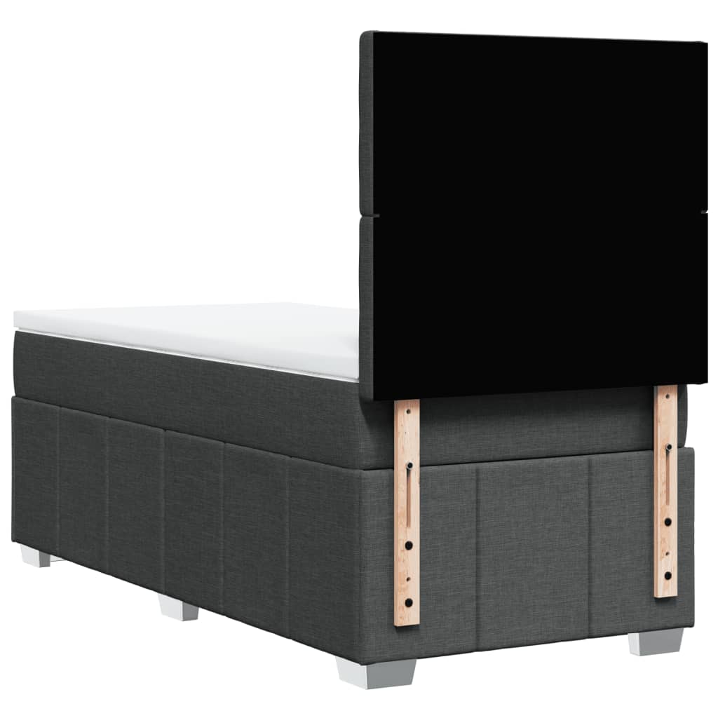 Cama Box Spring Con Colchón Tela Gris Oscuro 100x200 Cm / Vetonek_5
