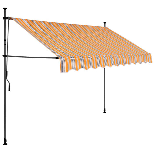 Toldo Retráctil Manual Con Led Amarillo Y Azul 300 Cm_0