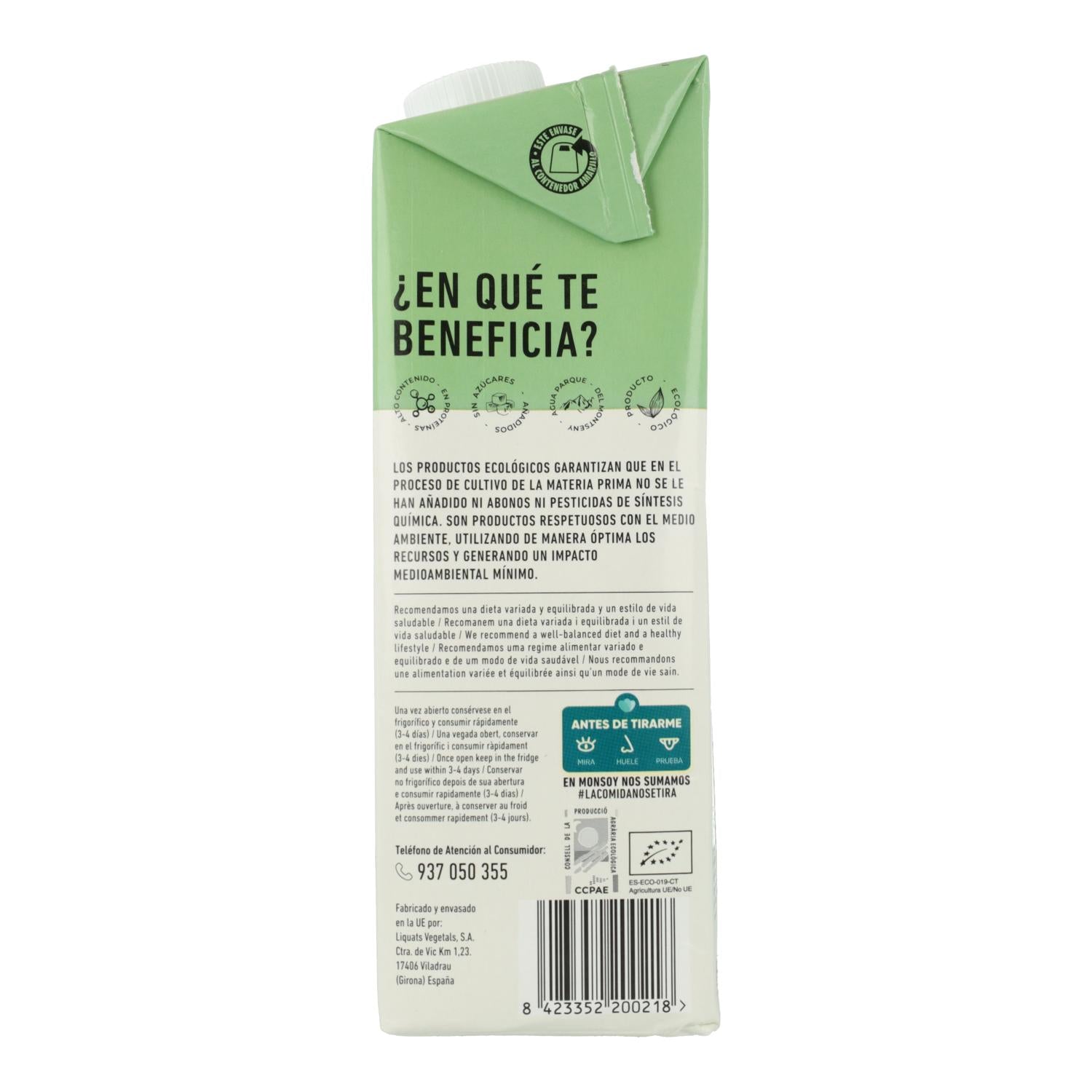 Pack 6ud Bebida Soja BIO Monsoy, 1L