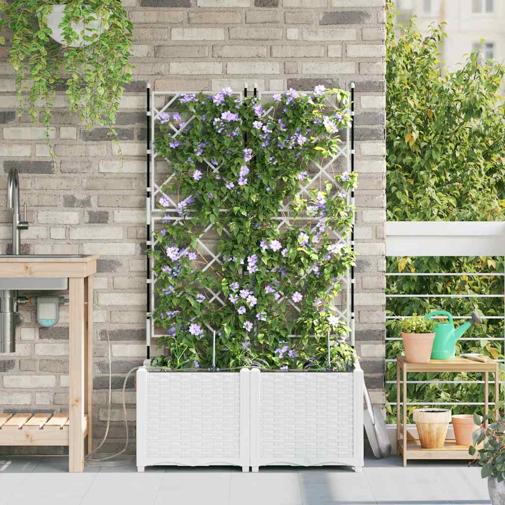 Macetero De Jardín 2 Uds. Blanco 80 X 40 X 142 Cm Pp_2