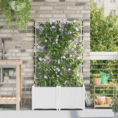 Macetero De Jardín 2 Uds. Blanco 80 X 40 X 142 Cm Pp_2