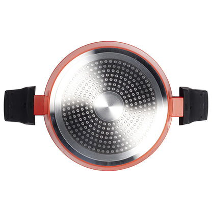 Cacerola Con Tapa En Aluminio Forjado Color Naranja - Ø28 X 13 Cm