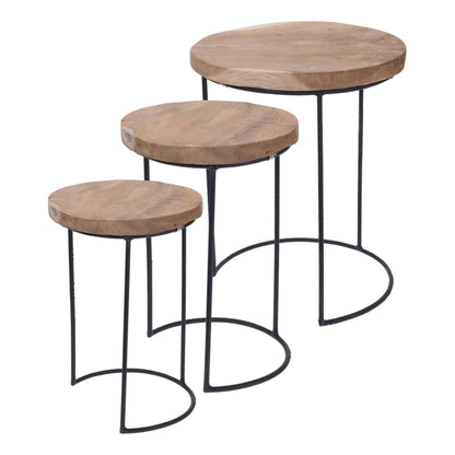 Well Home Juego De 3 Mesas Auxiliares Redondas Metal Ø18ø28ø38cm_0