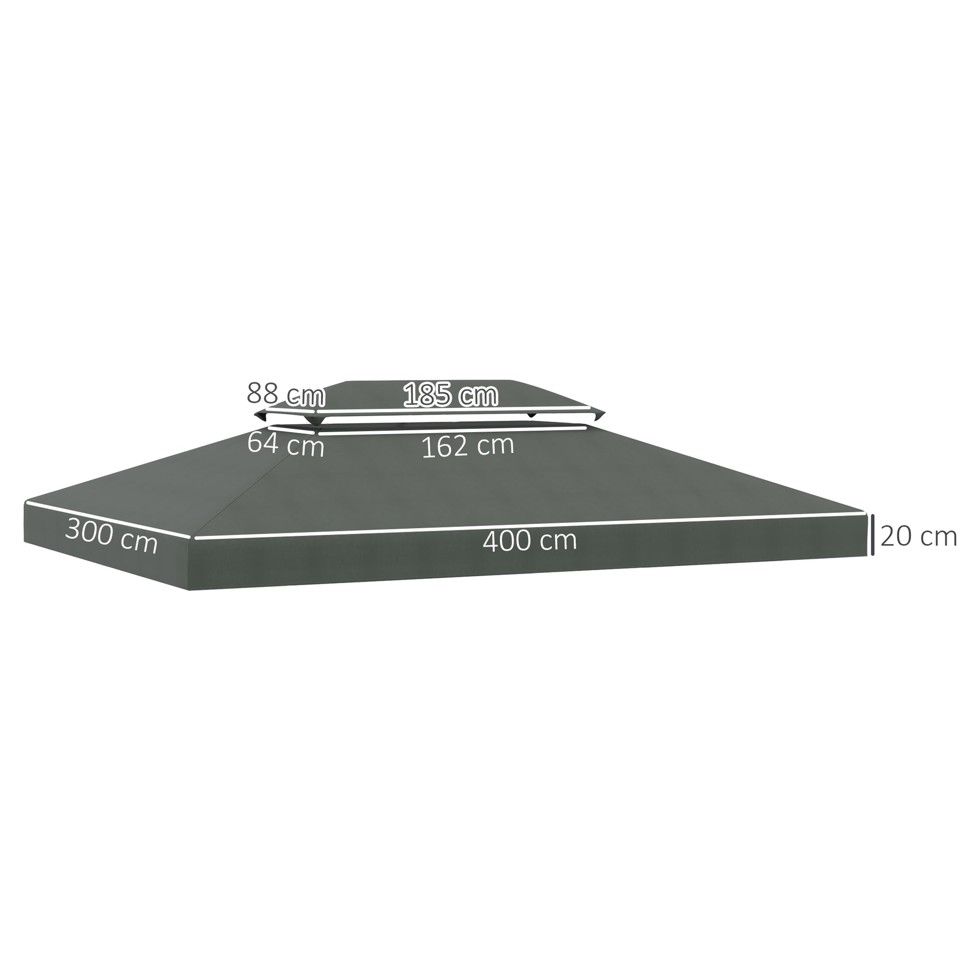 Outsunny Techo De Repuesto 4x3 M Para Cenador Jardín Exterior 2 Niveles Gris_2