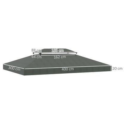 Outsunny Techo De Repuesto 4x3 M Para Cenador Jardín Exterior 2 Niveles Gris_2