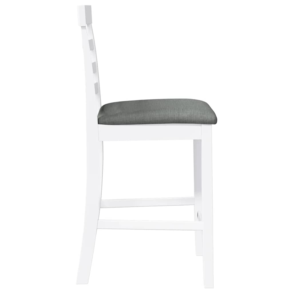 Taburetes De Bar Con Cojines 2 Uds Madera Maciza Blanca Caucho_4