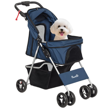 Pawhut Cochecito Mascotas Plegable Toldo Ajustable Tela Oxford 77x45x99,5cm Azul_0