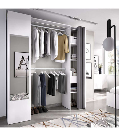 Vestidor Rus I Con Columna Cerrada Espejo Cortina Y Baldas En Blanco 205 Cm(alto)177,4 Cm_5
