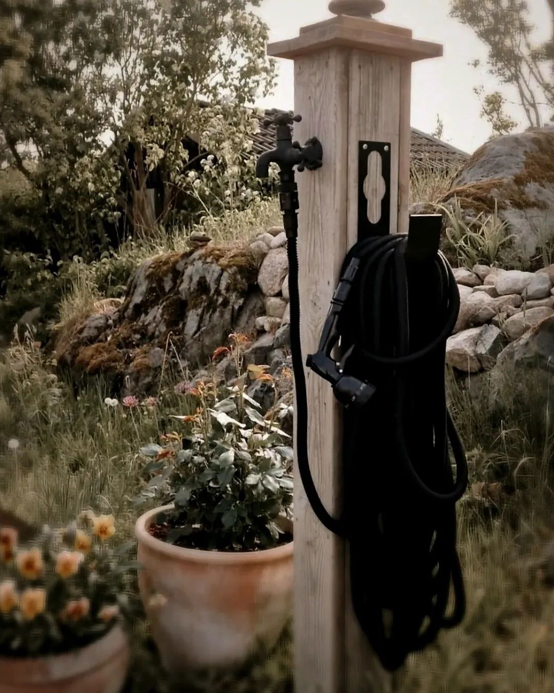 Manguera De Riego Deluxe - Negro, 15 M, Tejido, Látex, Se Expande Con El Agua.