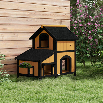 Pawhut Casa Para Gatos De Madera Con Macetero 96x65x85_1