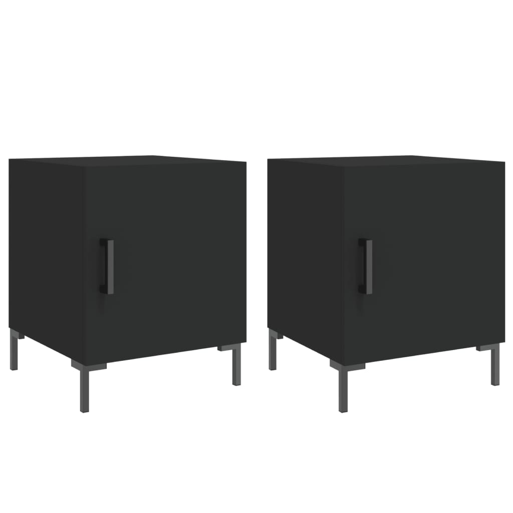 Mesitas De Noche 2 Uds Madera De Ingeniería Negro 40x40x50 Cm_0