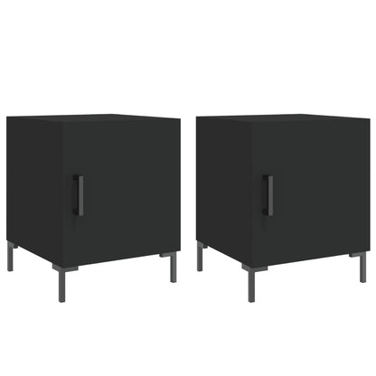 Mesitas De Noche 2 Uds Madera De Ingeniería Negro 40x40x50 Cm_0