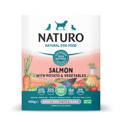 Naturo Comida Humeda Perro Grain Free Salmon Y Patata 400g X 7 Tarrinas_0