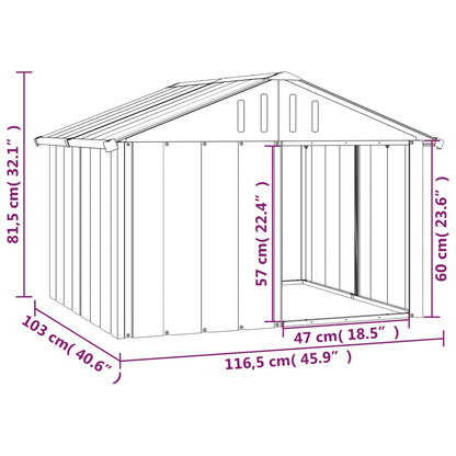 Vidaxl Casa De Perro Acero Galvanizado Antracita 116,5x103x81,5 Cm_2