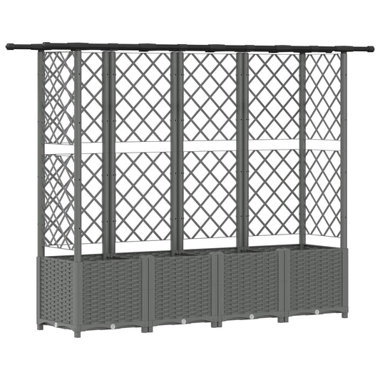 Cama Elevada Con Trellis Y Techo Gris Claro 202 X 40 X 136 Cm_0