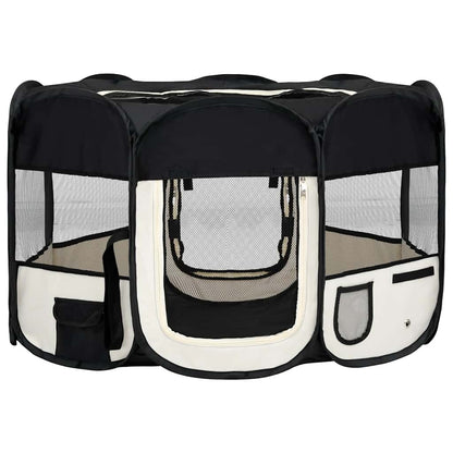 Vidaxl Parque De Perros Plegable Y Bolsa Transporte Negro 125x125x61cm_0