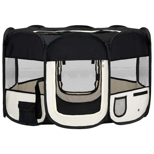 Vidaxl Parque De Perros Plegable Y Bolsa Transporte Negro 125x125x61cm_0