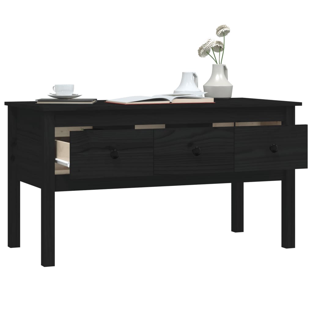 Mesa De Centro De Madera Maciza De Pino Negro 102x49x55 Cm_3