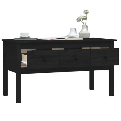 Mesa De Centro De Madera Maciza De Pino Negro 102x49x55 Cm_3
