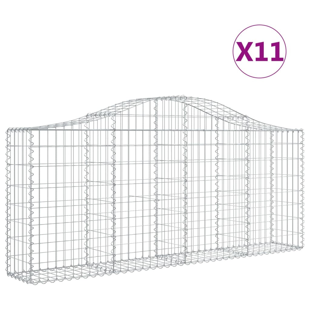 Cestas De Gaviones 11 Uds Forma De Arco Hierro 200x30x80/100 Cm_0