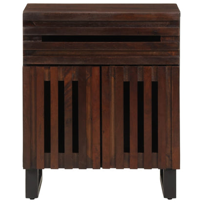 Mesita De Noche Madera Maciza Mango Marrón 50x34x60 Cm_0