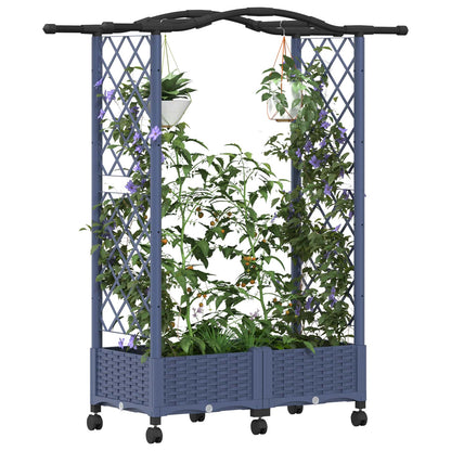 Cama Elevada Con Trellis Y Techo Gris 124 X 40 X 129 Cm Pp_2