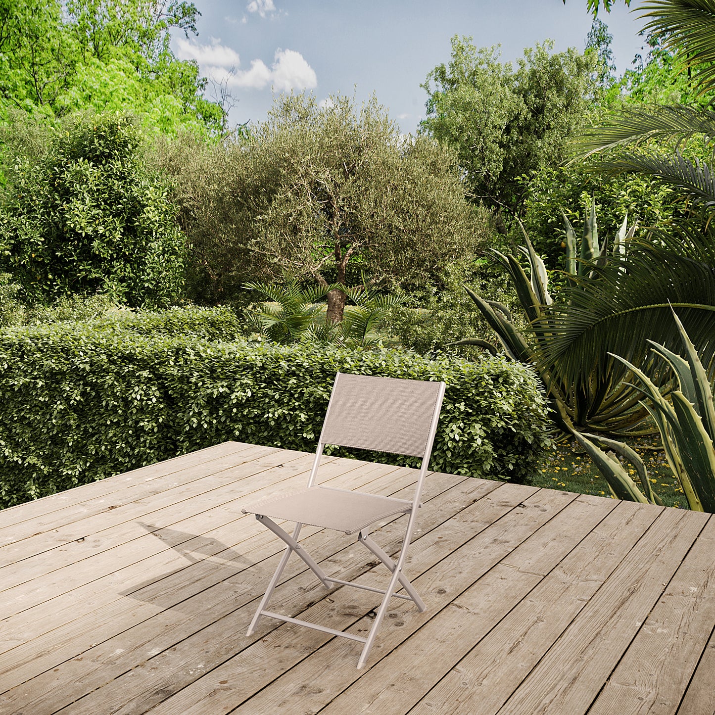 Lote De 4 Sillas De Jardín Plegables De Acero Y Texaline - Muebles De Jardín - 45x54xh83cm_3