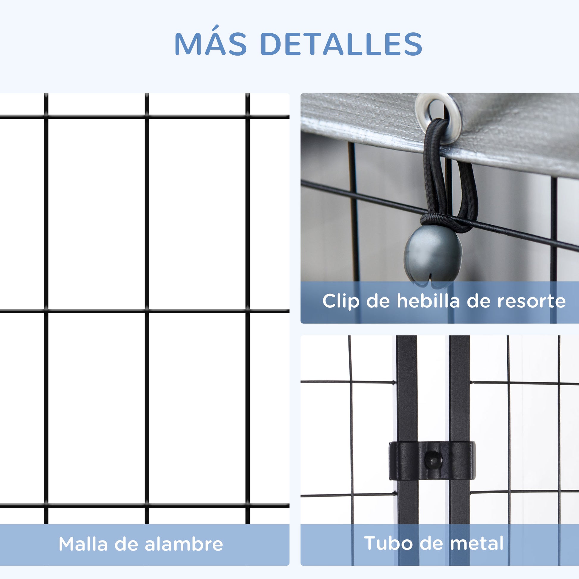 Pawhut Perrera De Exterior Con Techo 120x120x138 Cm Con Malla De Metal Y Puerta_5