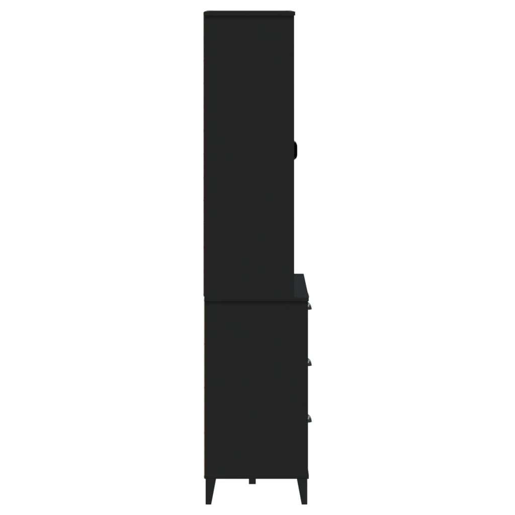 Aparador Alto Viken Madera Maciza De Pino Negro 80x40x190 Cm / Vetonek_3