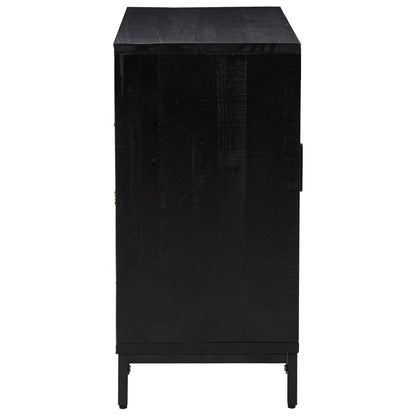 Aparador De Madera Maciza De Pino Negro 75x35x70 Cm / Vetonek_0