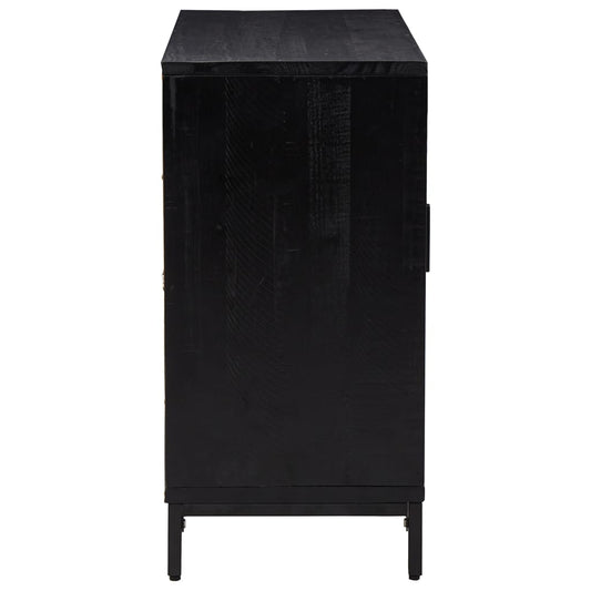 Aparador De Madera Maciza De Pino Negro 75x35x70 Cm / Vetonek_0