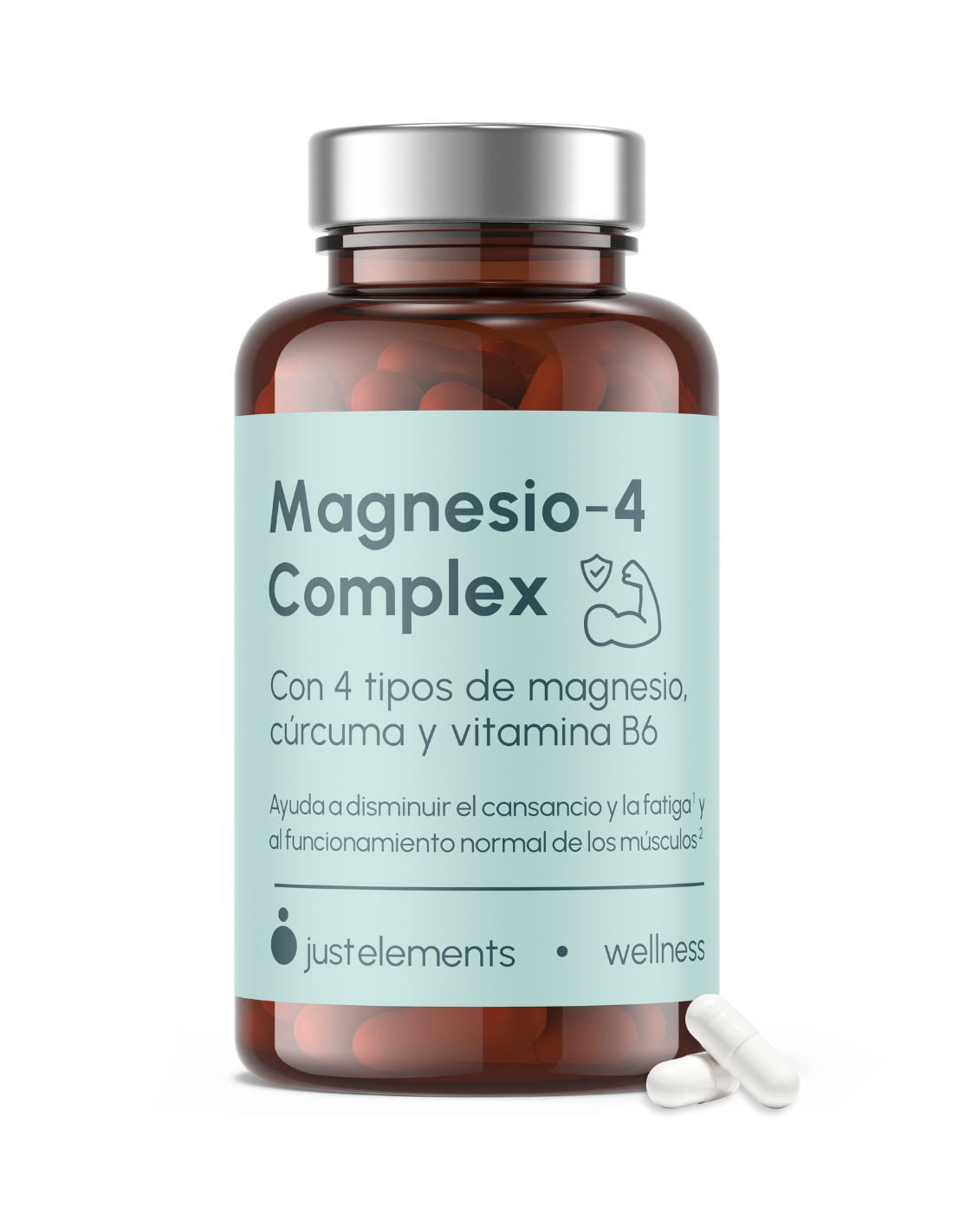 Magnesio 4 Complex Con Cúrcuma Y Vitamina B6 Just Elements Wellness 120 Cápsulas_0
