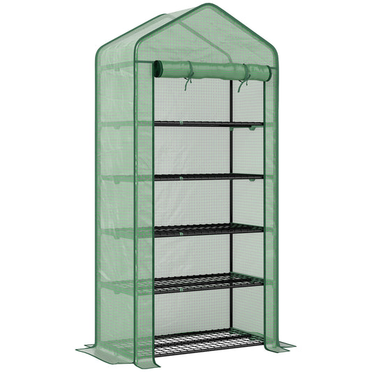Outsunny Invernadero De Jardín De 5 Niveles Diseño Ensanchado 90x49x193 Cm Verde_0