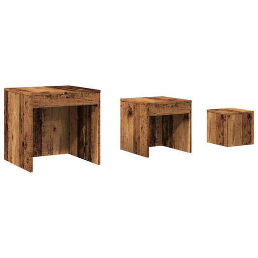 Mesas Apilables 3 Uds Madera De Ingeniería Envejecida_0