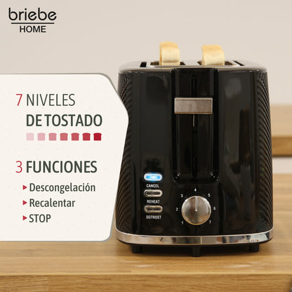 Briebe Elegance Set Tostadora Pan Ranura Ancha 2 Rebanadas + Hervidor Agua Eléctrico 1,7l Inalámbrico, Skt1170blk,negro_2