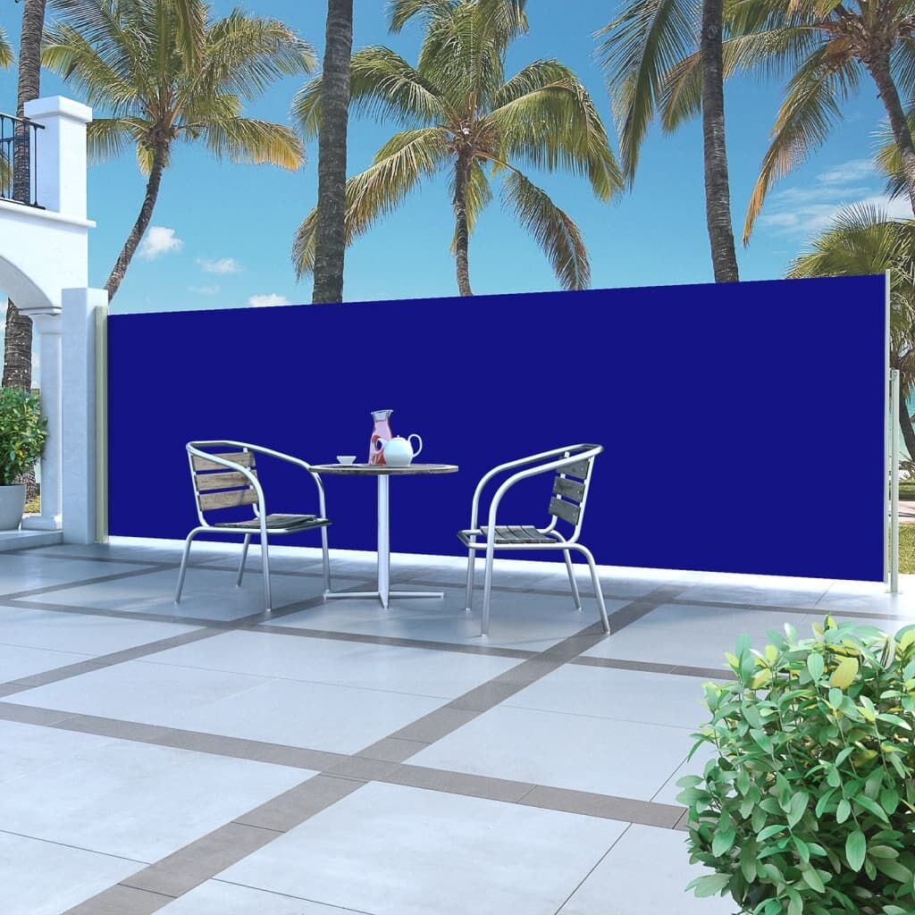 Vidaxl Toldo Lateral Retráctil Para Patio Azul 160x500 Cm_1