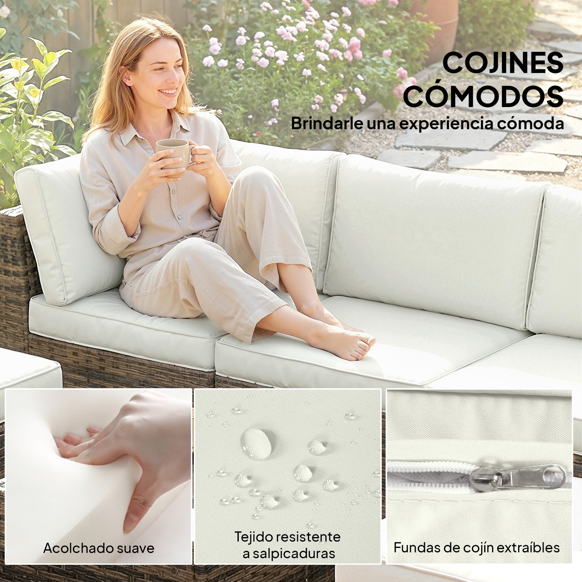Outsunny Conjunto De Jardín De Ratán De 6 Piezas_5