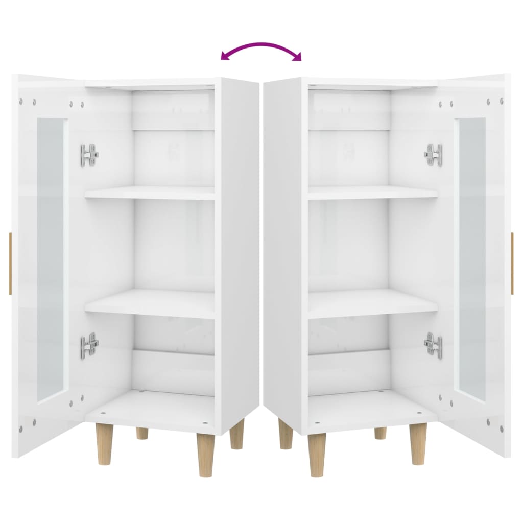 Aparador De Madera Contrachapada Blanco Brillante 34,5x34x90 Cm / Vetonek_5