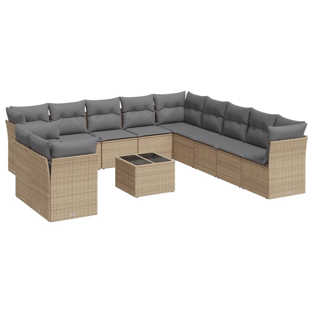 Set De Sofás De Jardín 12 Pzas Y Cojines Ratán Sintético Marrón / Vetonek_1