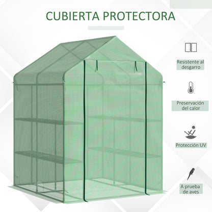 Outsunny Invernadero De Jardín Con 2 Niveles 4 Estantes Cultivos Plantas Macetas_3