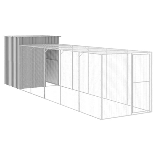 Vidaxl Gallinero Con Corral Acero Galvanizado Gris Claro 165x659x181cm_0