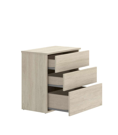 Mesita De Noche Rus Con 3 Cajones En Roble Natural, 58 Cm(alto)52 Cm(ancho)34 Cm(fondo)_2