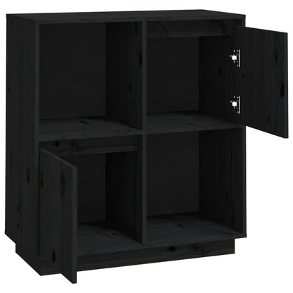 Aparador De Madera Maciza De Pino Negro 74x35x80 Cm / Vetonek_2