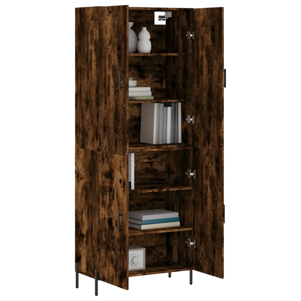 Aparador Alto Madera Contrachapada Roble Ahumado 69,5x34x180 Cm_2