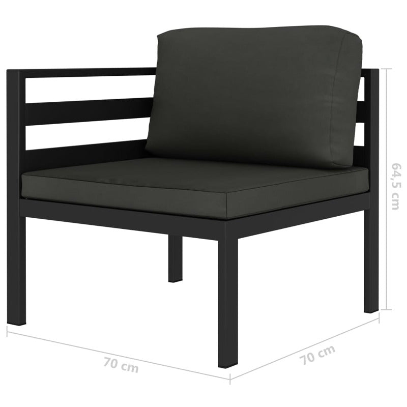 Vidaxl Set Muebles De Jardín 5 Pzas Y Cojines Aluminio Gris Antracita_5