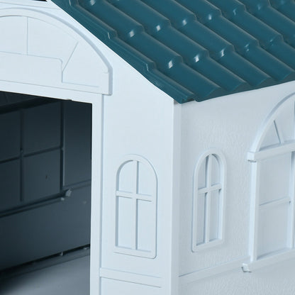Pawhut Caseta Para Perros Para Exterior 65x75,7x63 Cm Azul Verdoso Y Blanco_3