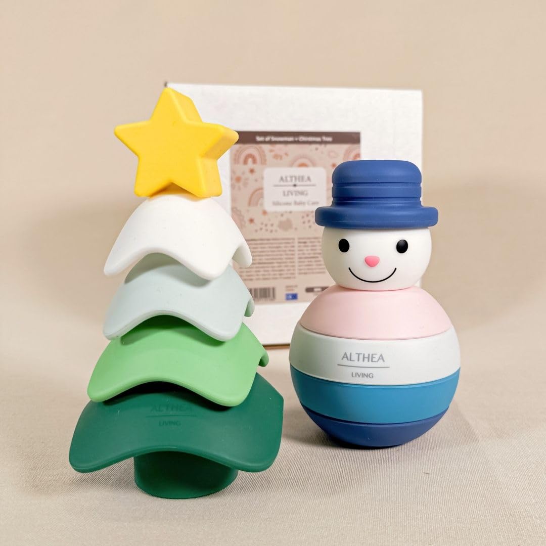 Juguete Apilable Educativo De Silicona Para Bebé · Set Sensorial · Diseño Navideño Althea Living Multicolor_1