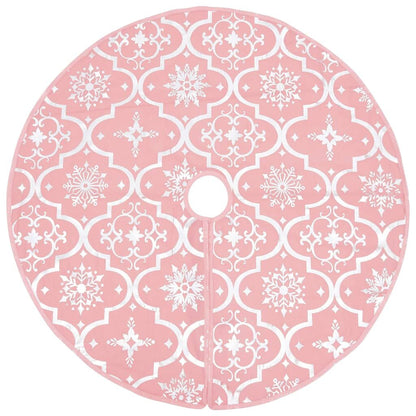 Vidaxl Falda Del Árbol De Navidad De Lujo Con Calcetín Tela Rosa 122cm_2
