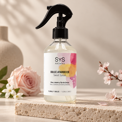 Ambientador Pulverizador Dulce Atardecer Experience SYS Aromas 300 ml | Rosa, Jazmín y Flor de Cerezo | Relajante_1