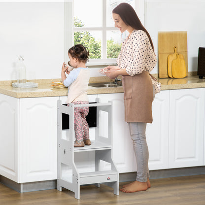 Homcom Torre De Aprendizaje 2 En 1 Con Pizarra 42x44x86 Cm Gris_1